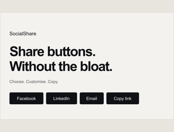 Share buttons. Without the bloat.
